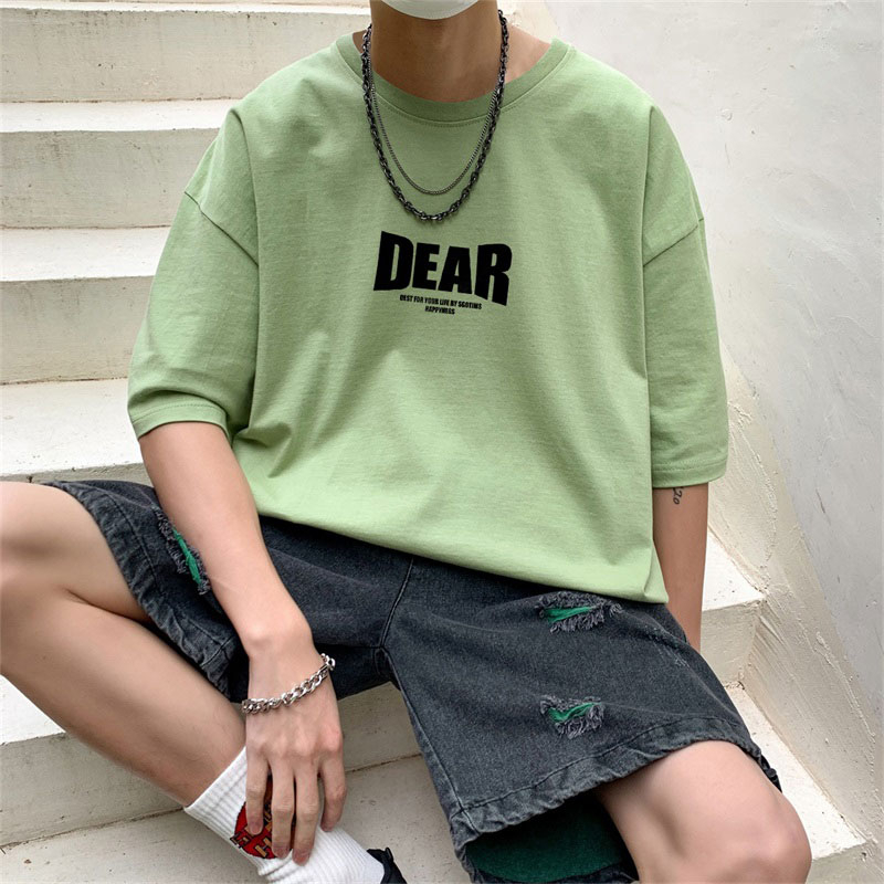 Áo Thun Tay Ngắn Dáng Rộng In Chữ Phong Cách Hàn Quốc Thời Trang Mùa Hè Cho Nam