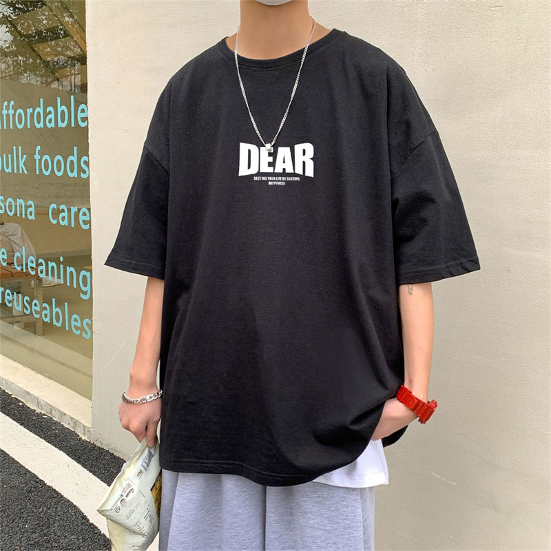 Áo Thun Tay Ngắn Dáng Rộng In Chữ Phong Cách Hàn Quốc Thời Trang Mùa Hè Cho Nam