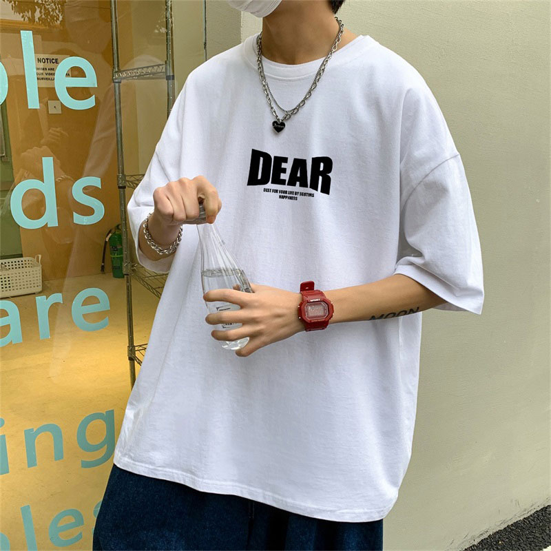 Áo Thun Tay Ngắn Dáng Rộng In Chữ Phong Cách Hàn Quốc Thời Trang Mùa Hè Cho Nam