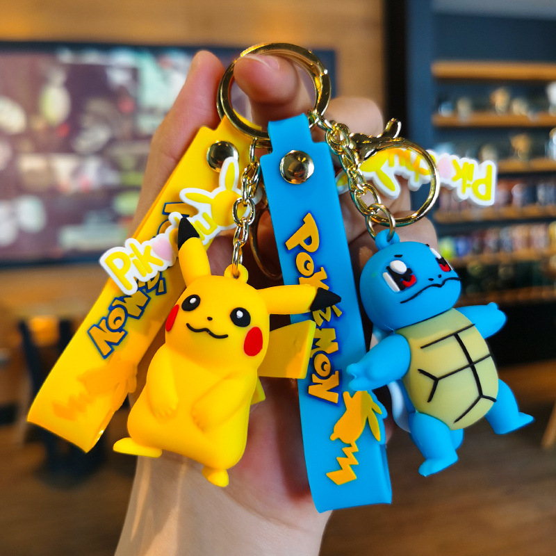 Móc Khóa Xe Hơi Hình Pikachu / Ếch / Vịt Hạt Giống Cổ Điển
