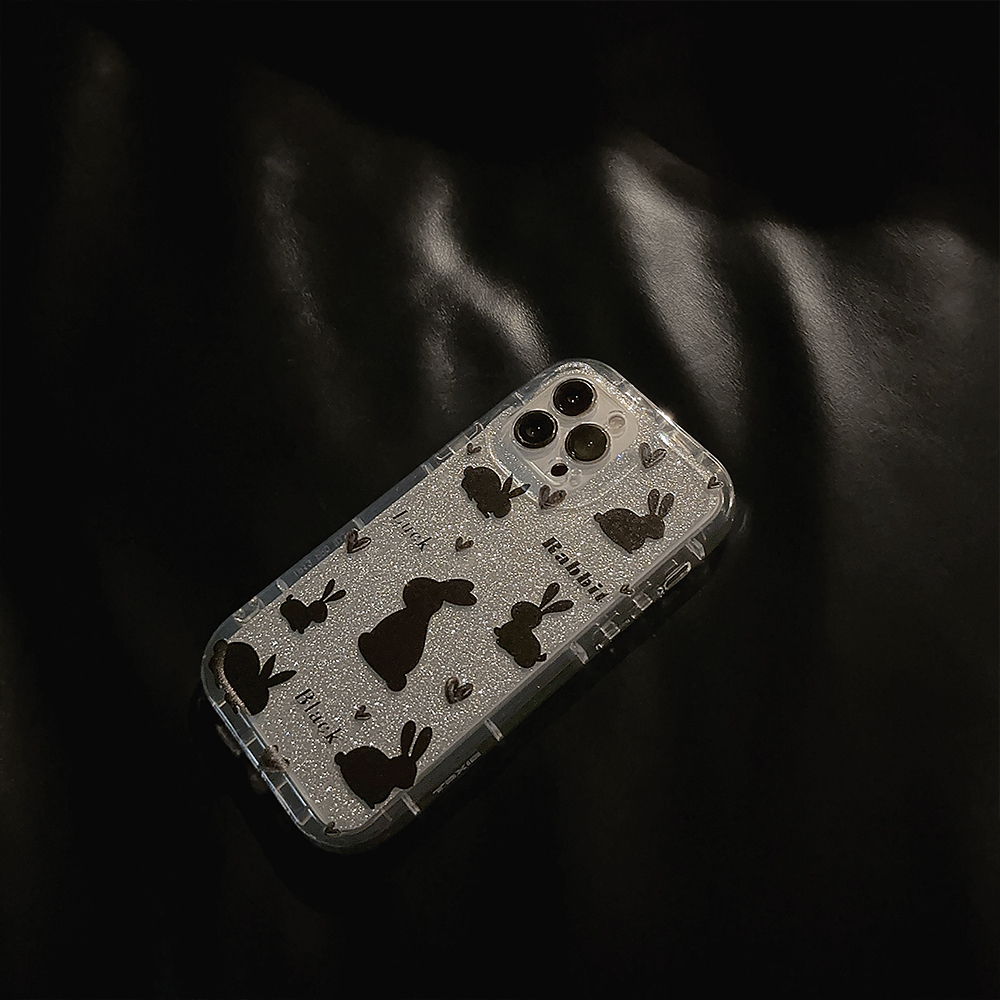 Ốp Điện Thoại Chống Sốc Hình Thỏ Đen Cho iPhone 14Promax 14Pro 14Plus 14 13Promax 13Pro 13 12Promax 12Pro 12 11Promax 11
