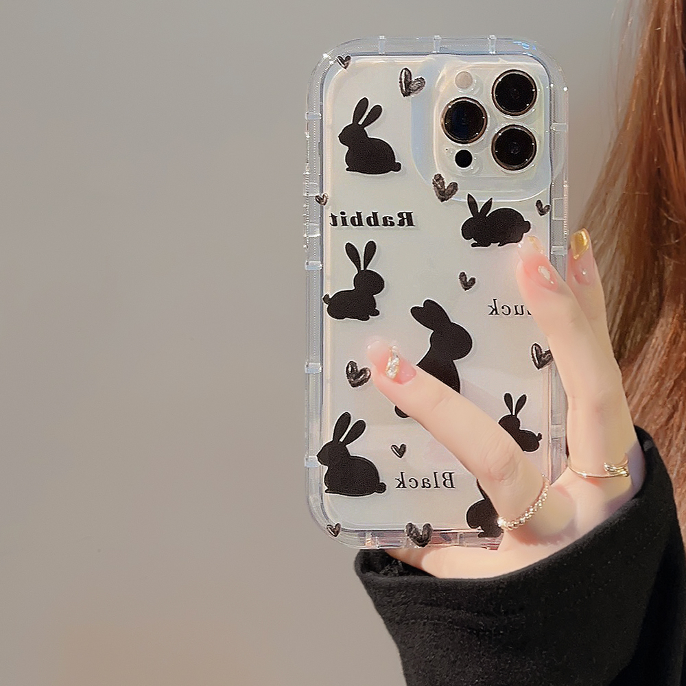 Ốp Điện Thoại Chống Sốc Hình Thỏ Đen Cho iPhone 14Promax 14Pro 14Plus 14 13Promax 13Pro 13 12Promax 12Pro 12 11Promax 11