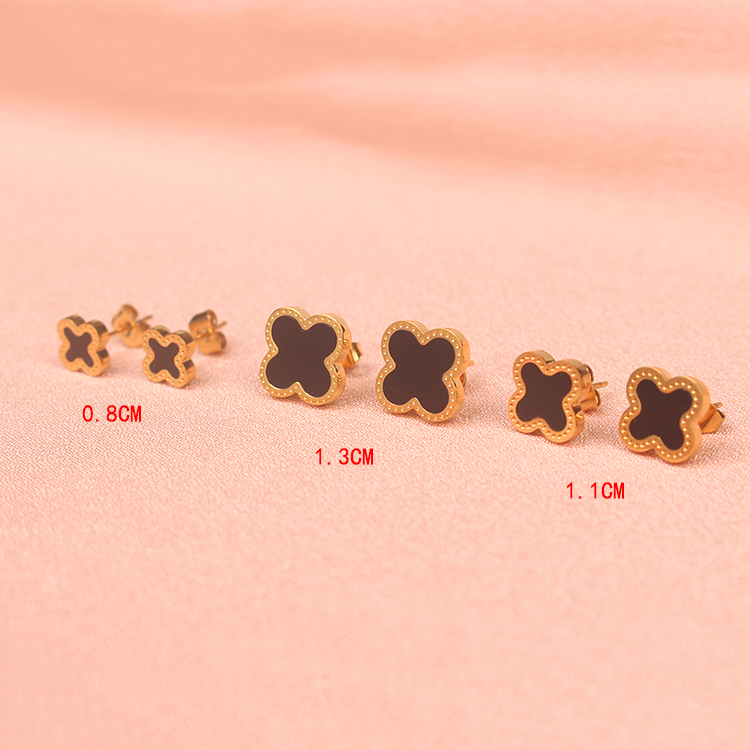 Bông tai Titan nữ không gỉ Mạ Vàng 18k Hình Cỏ Bốn Lá Không Gây Dị Ứng Thời Trang Cho Nữ,khuyên tai titan không gỉ , Hoa tai titan