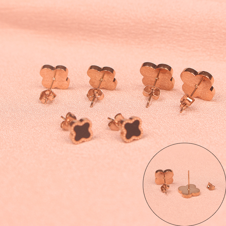 Bông tai Titan nữ không gỉ Mạ Vàng 18k Hình Cỏ Bốn Lá Không Gây Dị Ứng Thời Trang Cho Nữ,khuyên tai titan không gỉ , Hoa tai titan