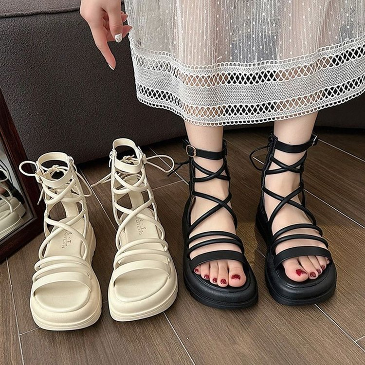 Giày Sandal Quai Chéo Phong Cách Roman Thời Trang Đi Biển Mùa Hè