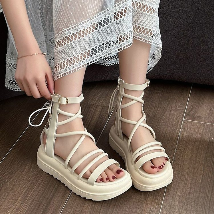 Giày Sandal Quai Chéo Phong Cách Roman Thời Trang Đi Biển Mùa Hè