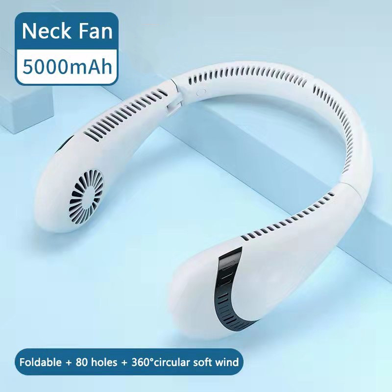 5000mAh Quạt Đeo Cổ Mini Không Cánh Xoay 360 Độ Sạc USB Tiện Dụng