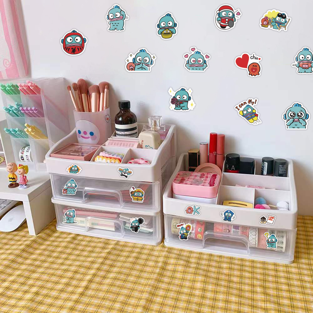 Bộ 60 Miếng Dán Chống Thấm Nước Hình Sanrio Hangyodon Dễ Thương Trang Trí Laptop Ghi Ta Vali Notebook