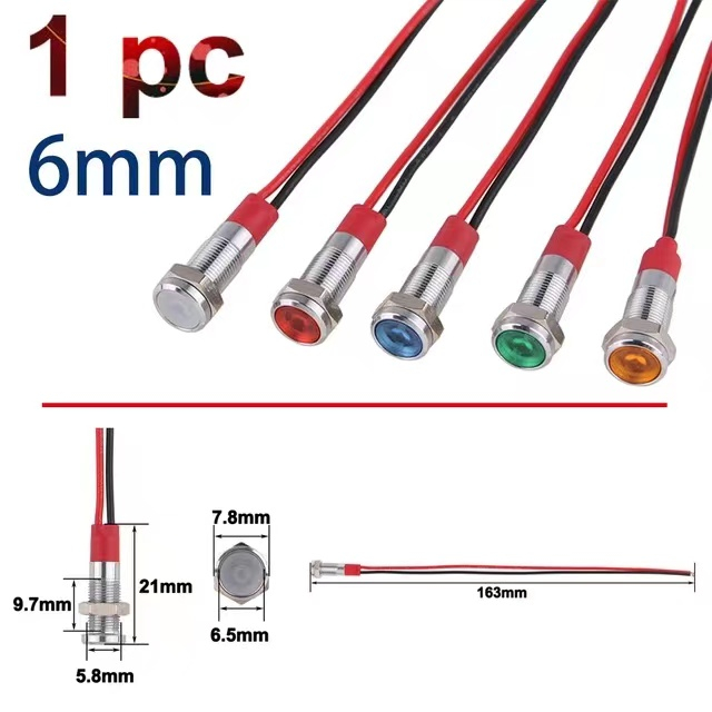 Set 1 Bộ Đèn LED Cảnh Báo 6MM IP67 6MM 8MM 10MM 12MM 12V Bằng Kim Loại Chống Thấm Nước Chuyên Dụng Cho Xe Hơi