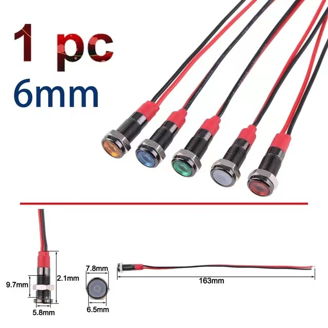 Set 1 Bộ Đèn LED Cảnh Báo 6MM IP67 6MM 8MM 10MM 12MM 12V Bằng Kim Loại Chống Thấm Nước Chuyên Dụng Cho Xe Hơi