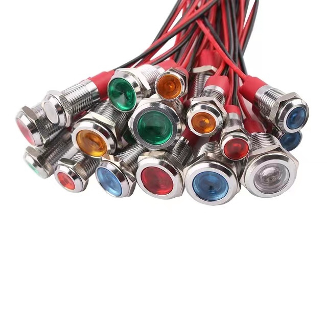 Set 1 Bộ Đèn LED Cảnh Báo 6MM IP67 6MM 8MM 10MM 12MM 12V Bằng Kim Loại Chống Thấm Nước Chuyên Dụng Cho Xe Hơi