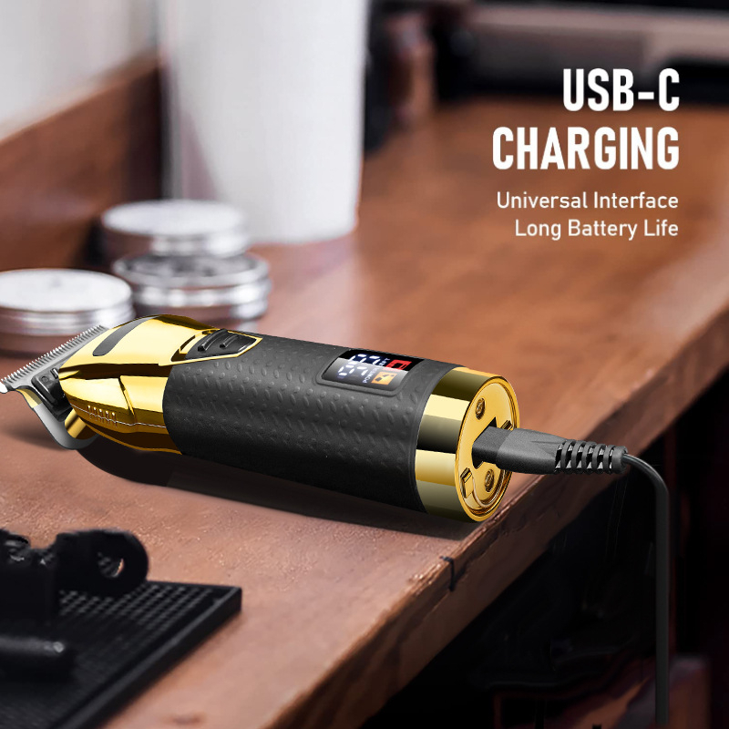 Tông Đơ Cắt Tóc Chuyên Nghiệp Màu Vàng Kèm Phụ Kiện