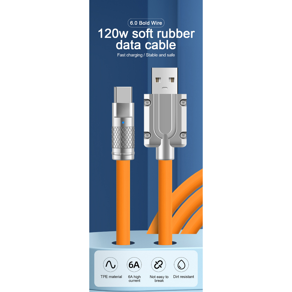 Dây Cáp Sạc Nhanh 120W 6A 1m 1.5m 2m Cho ios Android Samsung