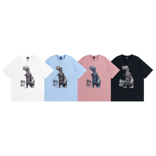 STUSSY Áo Thun cotton Tay Ngắn In Hình Khủng Long Thời Trang Mùa Hè Kích Thước Lớn
