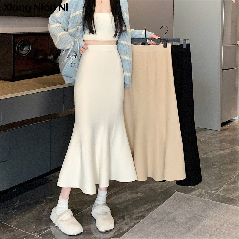 Chân váy đuôi cá Xiang Nian Ni lưng cao phong cách Hàn Quốc thời trang thu đông hàng mới 2024