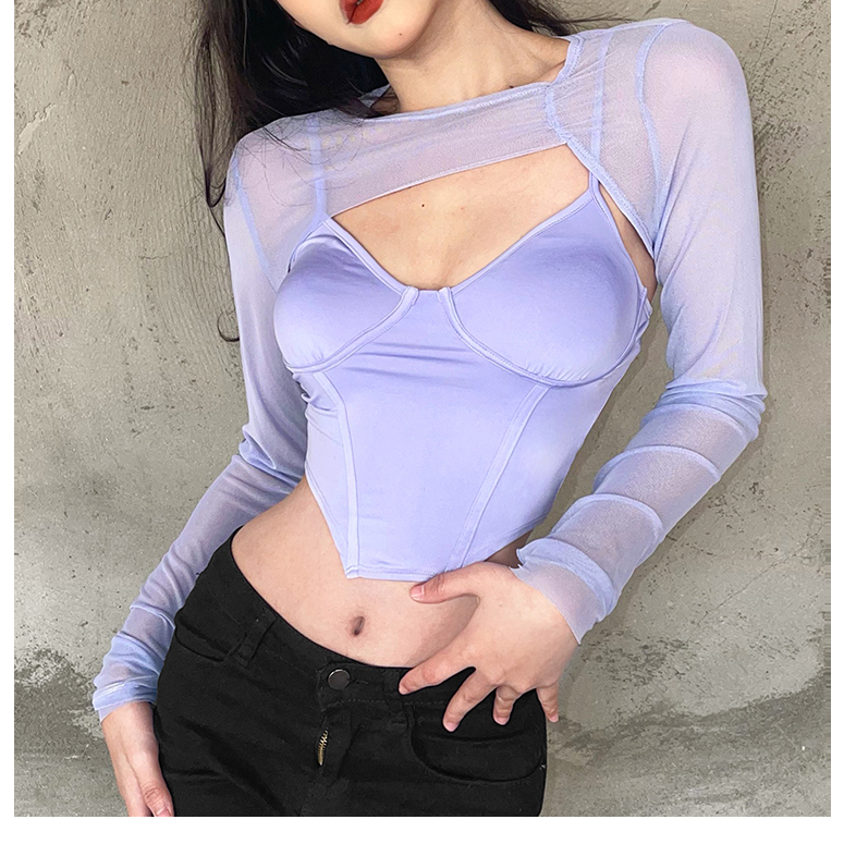 Klalien Áo Crop top Tay Dài Cổ Tròn Dáng Ôm Phong Cách Thời Trang Mới Cho Phái Nữ