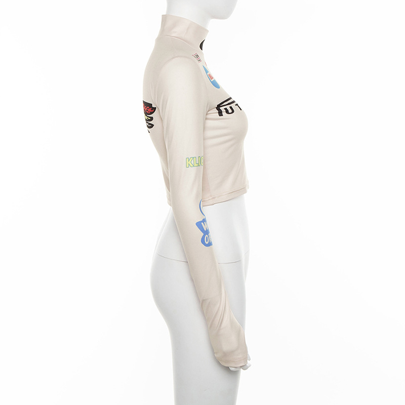 Klalien Áo Thun Dáng Ôm Co Giãn In Họa Tiết Kiểu Harajuku Đường Phố Cá Tính