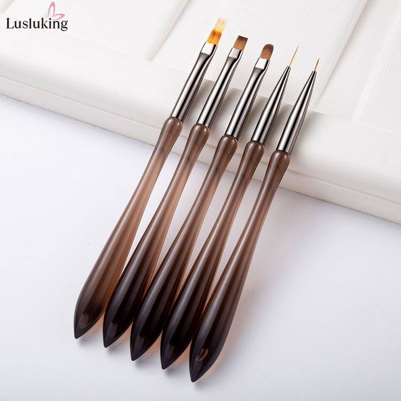 Cọ Vẽ Móng Tay Nối Dài Gel Uv Acrylic Màu Nâu Đậm Diy