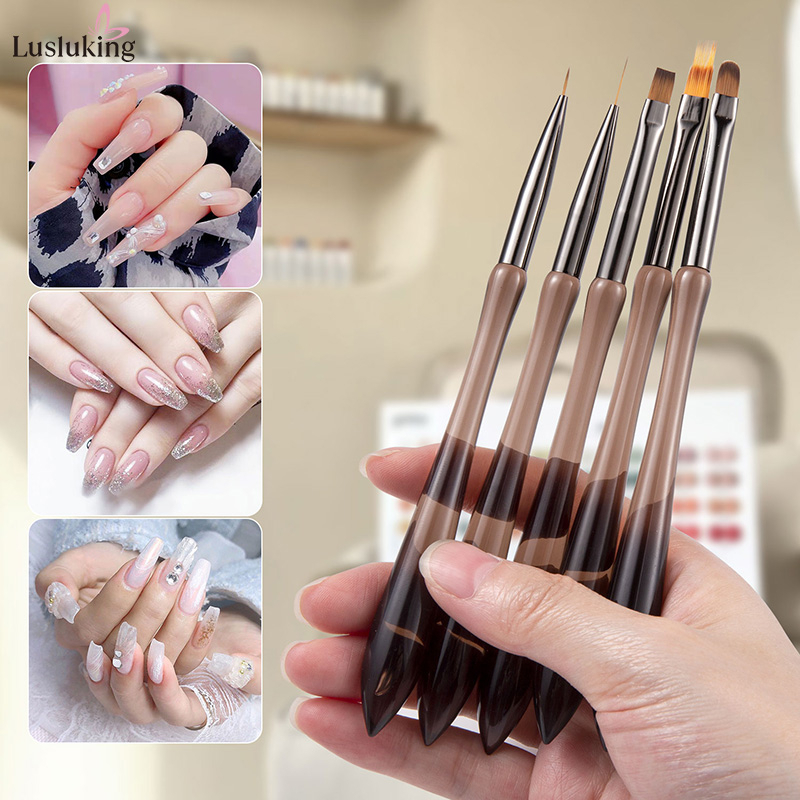 Cọ Vẽ Móng Tay Nối Dài Gel Uv Acrylic Màu Nâu Đậm Diy