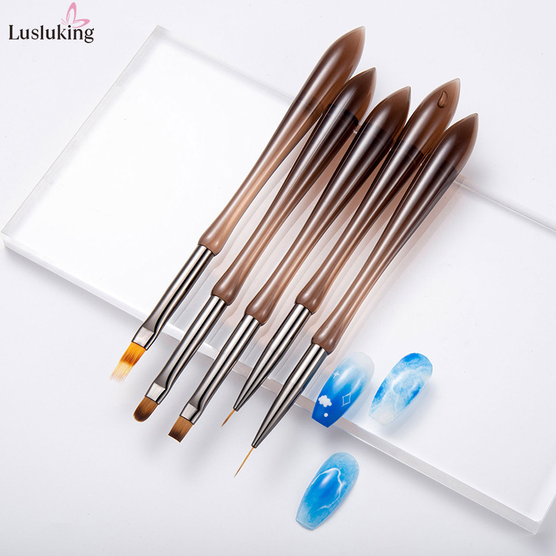 Cọ Vẽ Móng Tay Nối Dài Gel Uv Acrylic Màu Nâu Đậm Diy