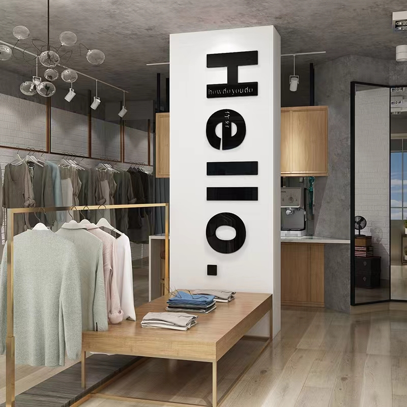 Tranh mica hút nổi Hello, smile nhiều chữ cái tiếng anh dán tường trang trí phòng khách shop quần áo nhà hàng văn phòng công ty