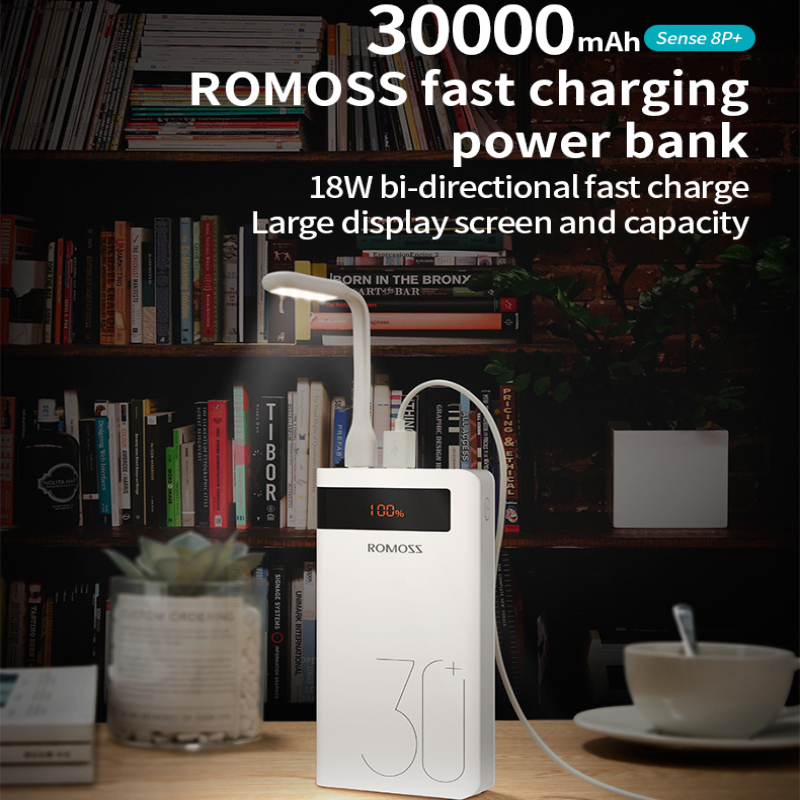 Sạc Dự Phòng ROMOSS 30000mAH Màn Hình Kỹ Thuật Số Đa Giao Diện Cho IOS / Android