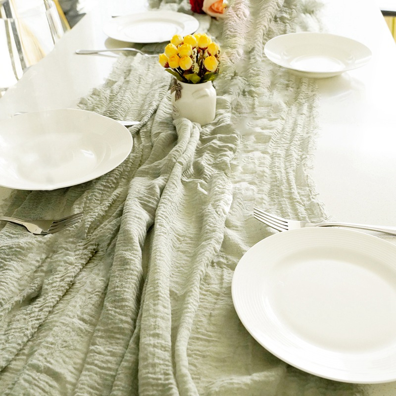 Khăn Trải Bàn Vải Voan 0.9 * 1.8M Nhiều Màu Có Tua Rua Trang Trí Tiệc Cưới / Sinh Nhật