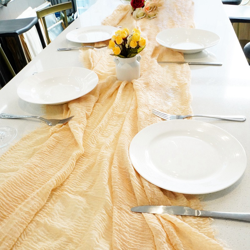 Khăn Trải Bàn Vải Voan 0.9 * 1.8M Nhiều Màu Có Tua Rua Trang Trí Tiệc Cưới / Sinh Nhật