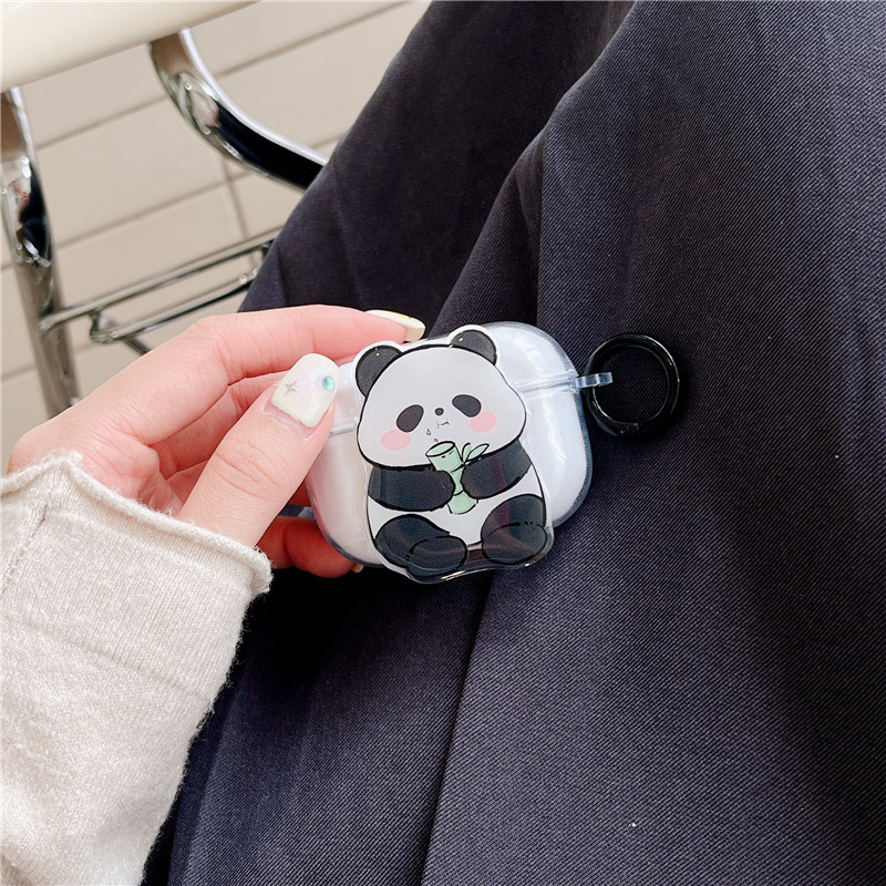 Vỏ Bảo Vệ Hộp Sạc Tai Nghe AirPods 1 2 3 Pro 2 12 Bằng TPU Họa Tiết Hoạt Hình Gấu Trúc Dễ Thương