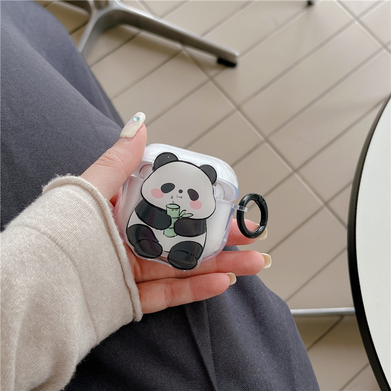 Vỏ Bảo Vệ Hộp Sạc Tai Nghe AirPods 1 2 3 Pro 2 12 Bằng TPU Họa Tiết Hoạt Hình Gấu Trúc Dễ Thương