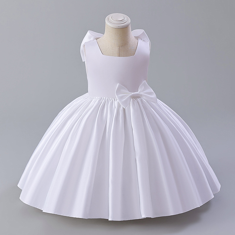 Đầm công chúa MQATZ không tay thắt nơ màu trơn thanh lịch thời trang mùa hè cho bé gái 3-10 tuổi
