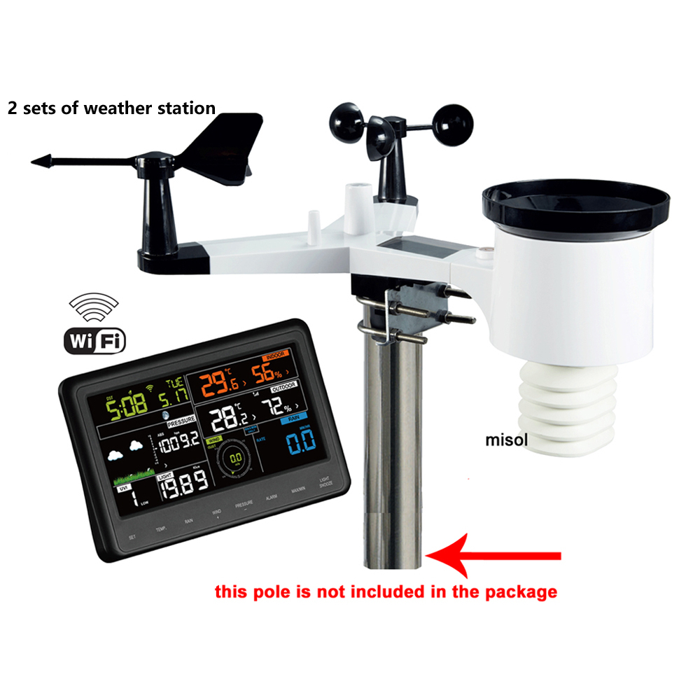 Misol WH2900 Nhiệt Kế Web Wunderground Weatherbug Weathercloud Chuyên Nghiệp Misol Trạm Thời Tiết Kh
