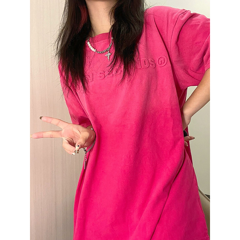 Áo Thun t-shirt Tay Ngắn Cổ Tròn In Hình Màu Hồng Gradient Thời Trang Dành Cho Nữ