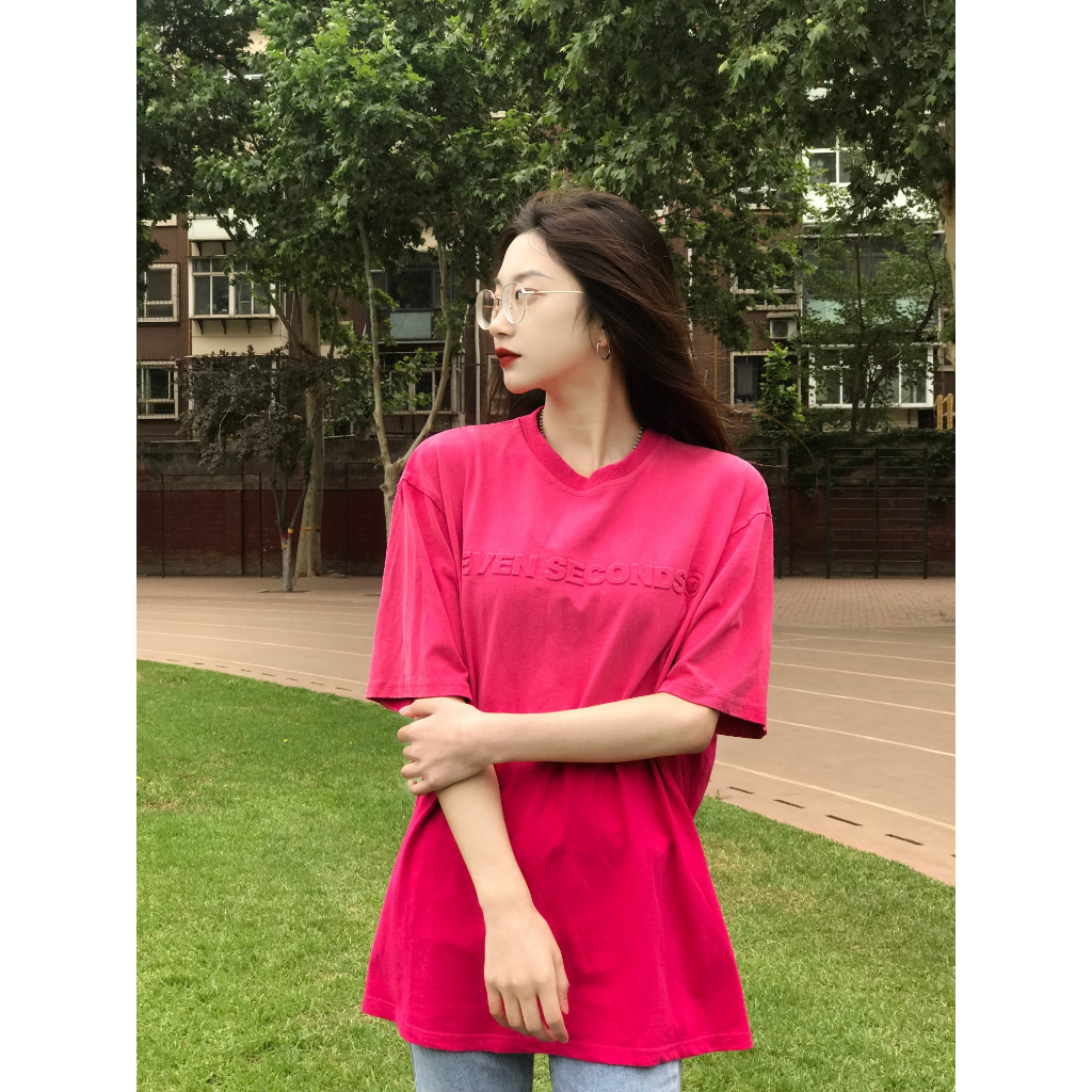 Áo Thun t-shirt Tay Ngắn Cổ Tròn In Hình Màu Hồng Gradient Thời Trang Dành Cho Nữ