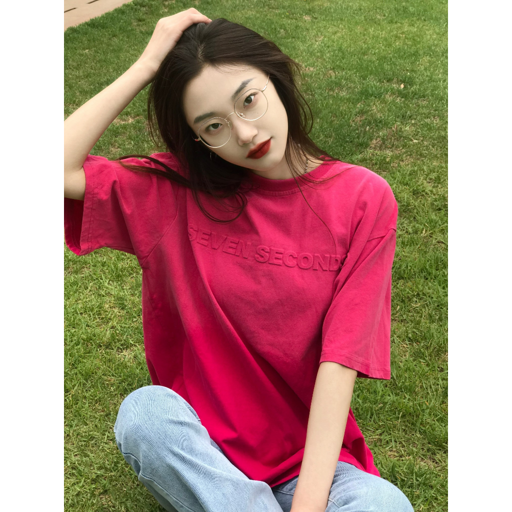 Áo Thun t-shirt Tay Ngắn Cổ Tròn In Hình Màu Hồng Gradient Thời Trang Dành Cho Nữ