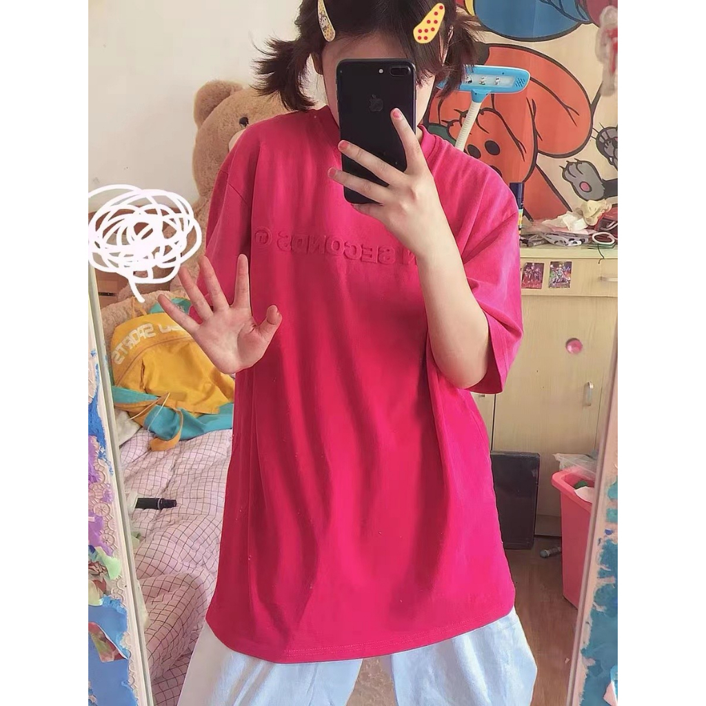 Áo Thun t-shirt Tay Ngắn Cổ Tròn In Hình Màu Hồng Gradient Thời Trang Dành Cho Nữ