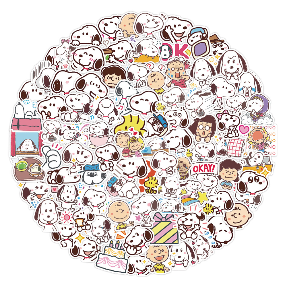 Bộ 120 / 60 Miếng Dán Hình Snoopy Hoạt Hình Trang Trí Vali Laptop Mũ Bảo Hiểm