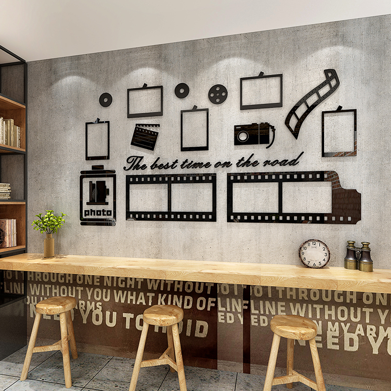 Sáng Tạo Retro Khung Ảnh Dán Tường Nhãn Dán Tường Acrylic Âm Thanh Nổi Bức Tranh Mica Nổi Trang Trí Cửa Hàng Dịch Vụ Ăn Uống Người Nổi Tiếng Trên Internet Check-In Tường