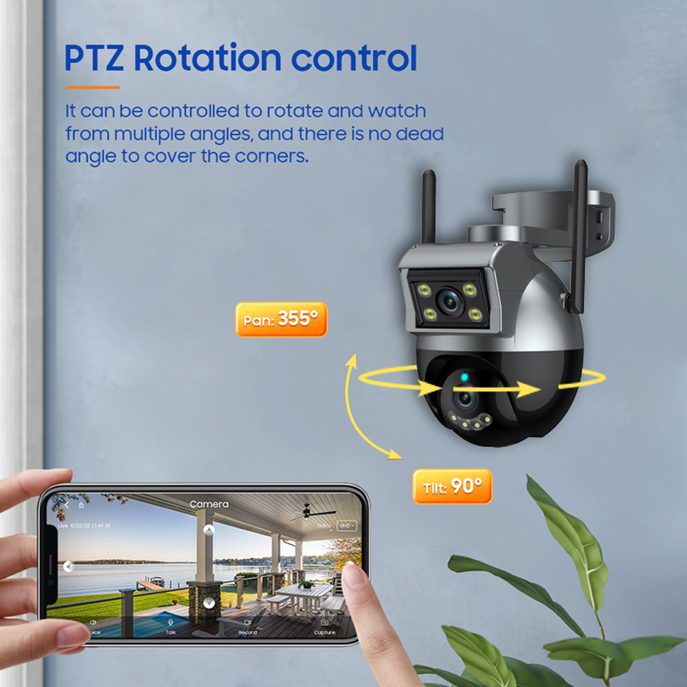 LLSEE, Camera 2 mắt ngoài trời, 8MP, 4K, camera cctv wiif, camera ngoài trời không dây, tầm nhìn ban đêm đầy màu sắc, cuộc gọi hai chiều, báo động theo dõi tự động, chống thấm nước