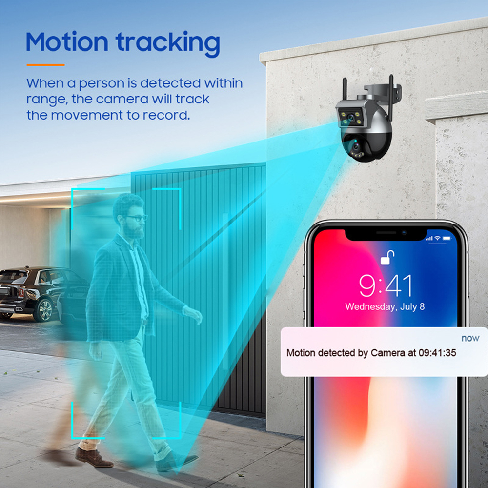 LLSEE, Camera 2 mắt ngoài trời, 8MP, 4K, camera cctv wiif, camera ngoài trời không dây, tầm nhìn ban đêm đầy màu sắc, cuộc gọi hai chiều, báo động theo dõi tự động, chống thấm nước