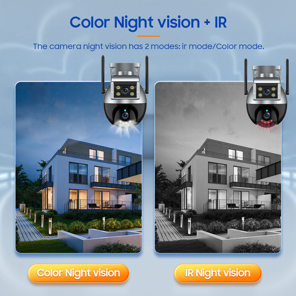 LLSEE, Camera 2 mắt ngoài trời, 8MP, 4K, camera cctv wiif, camera ngoài trời không dây, tầm nhìn ban đêm đầy màu sắc, cuộc gọi hai chiều, báo động theo dõi tự động, chống thấm nước