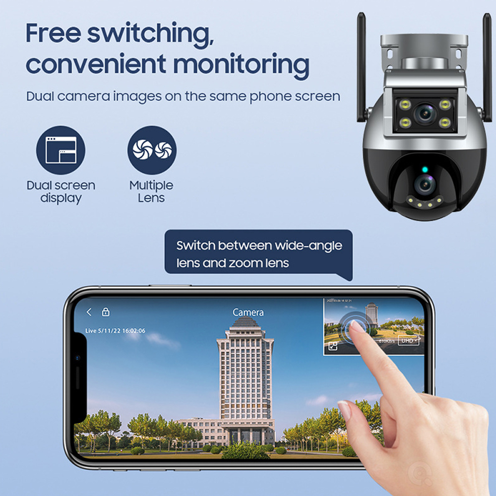 LLSEE, Camera 2 mắt ngoài trời, 8MP, 4K, camera cctv wiif, camera ngoài trời không dây, tầm nhìn ban đêm đầy màu sắc, cuộc gọi hai chiều, báo động theo dõi tự động, chống thấm nước