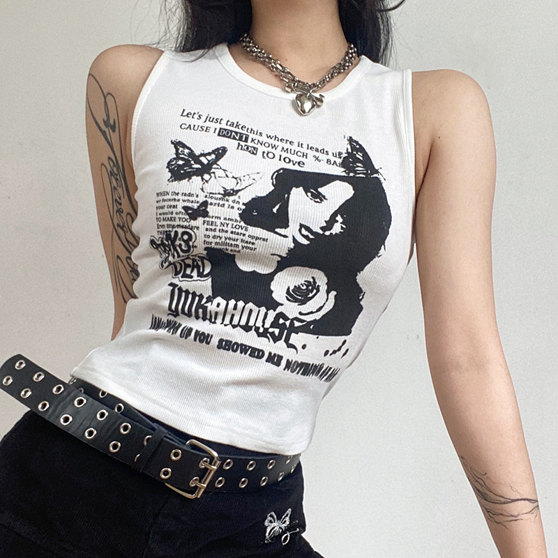 Áo Tank Top Dệt Kim Không Tay Y2k Thời Trang Đường Phố Gợi Cảm Cho Nữ ​Áo Croptop Thiết Kế Đơn Giản Cá Tính
