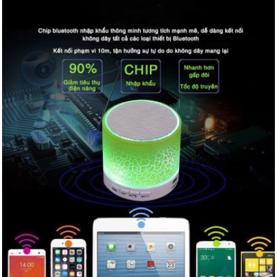 Loa bluetooth mini di động cầm tay, có led nháy theo nhạc, âm thanh hay