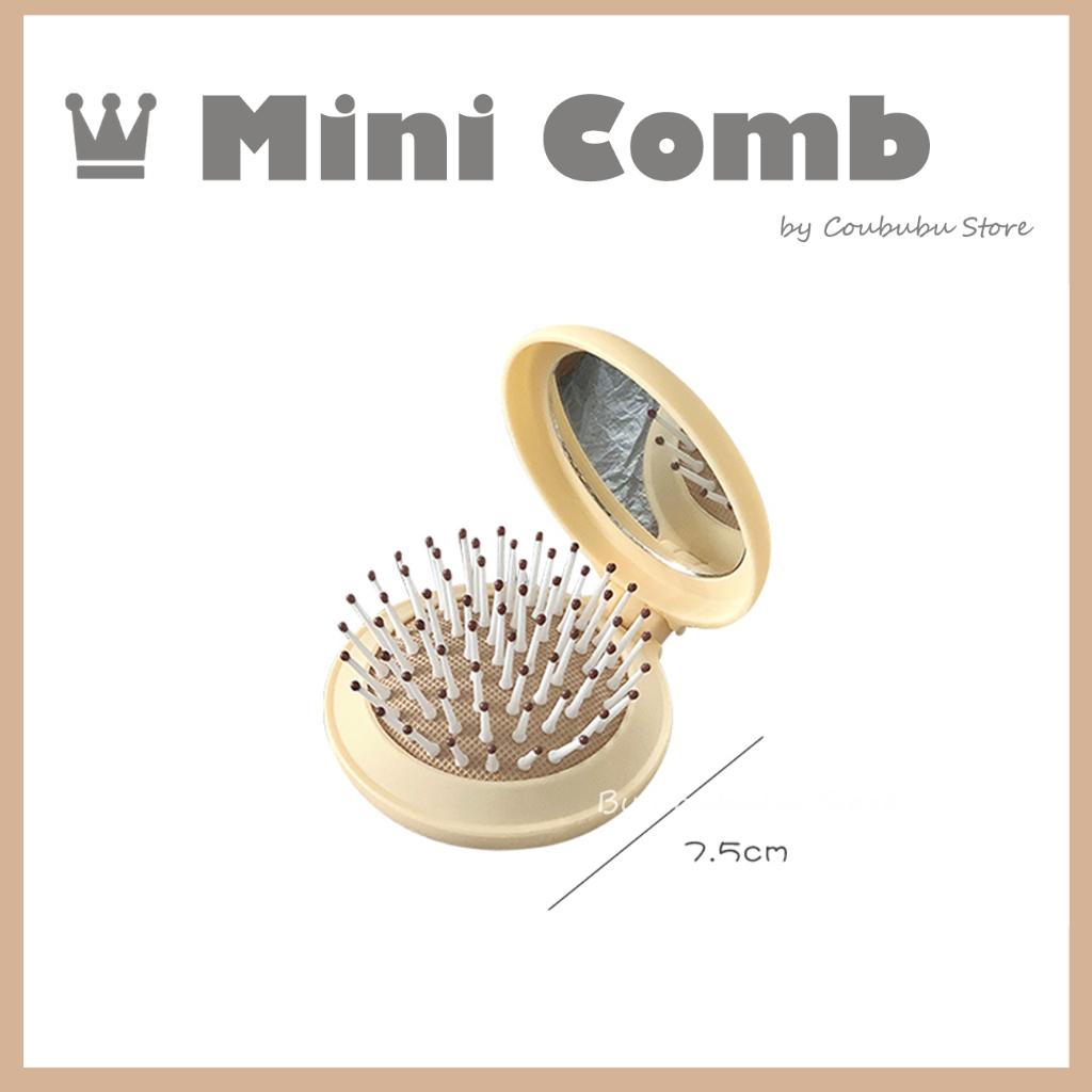 ✿Áo Khoác Coububububu Coububu✿ Lược Gấp Mini Kèm Gương Trang Điểm Hình Tròn Họa Tiết Hoạt Hình Phong Cách Nhật Bản