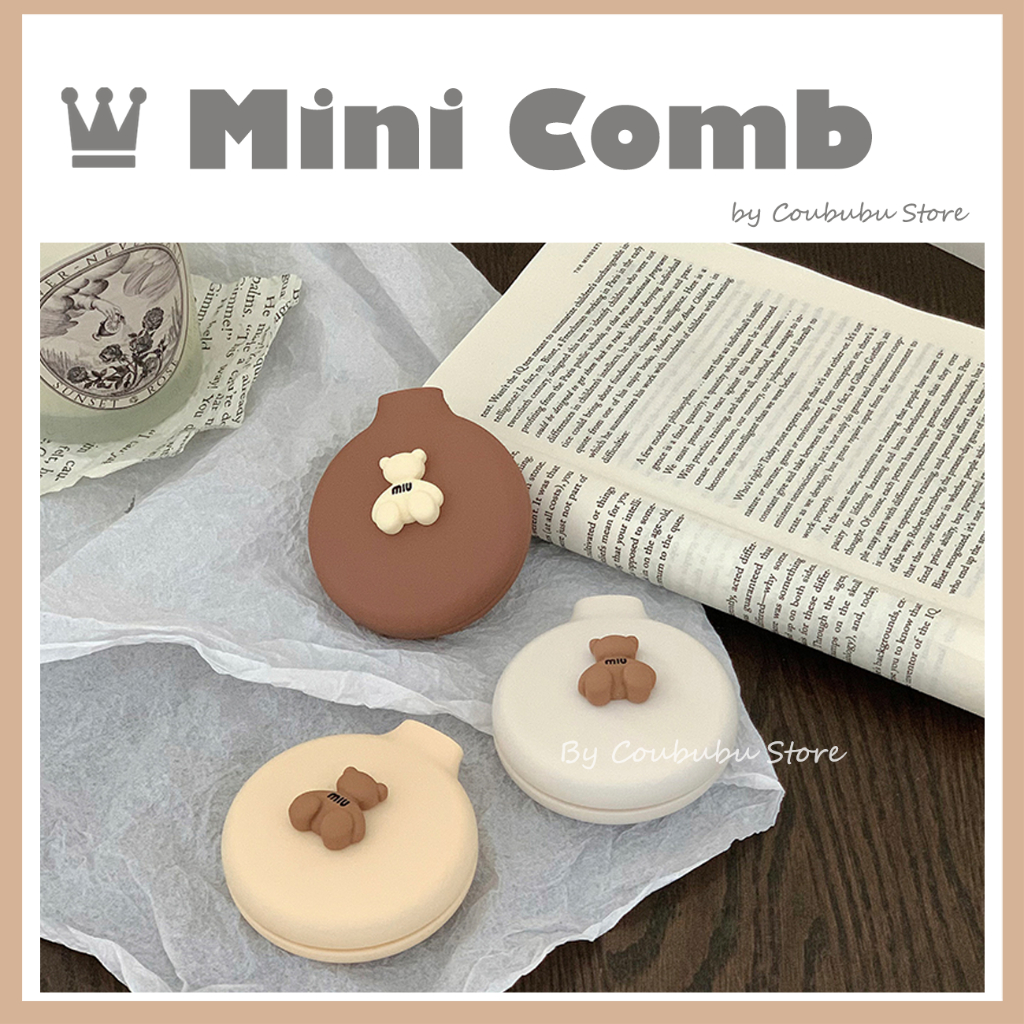 ✿Áo Khoác Coububububu Coububu✿ Lược Gấp Mini Kèm Gương Trang Điểm Hình Tròn Họa Tiết Hoạt Hình Phong Cách Nhật Bản