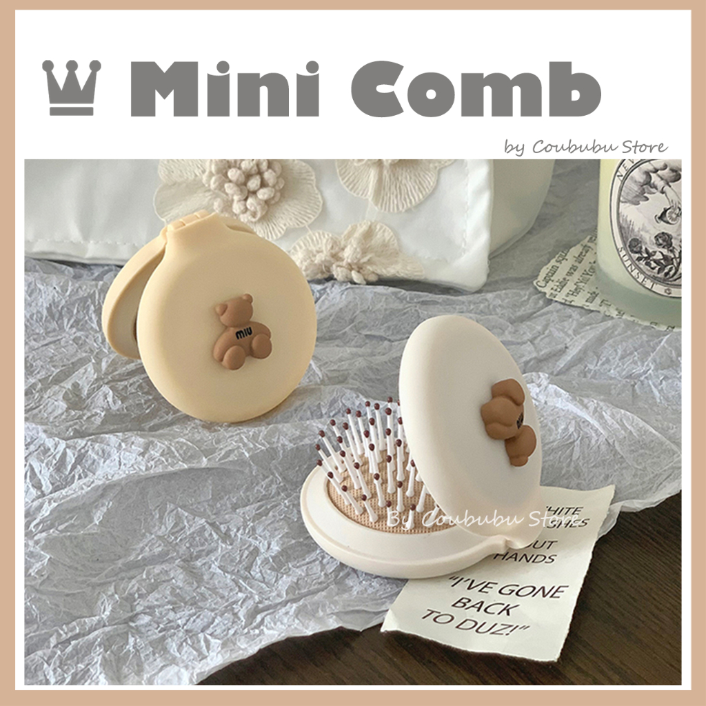 ✿Áo Khoác Coububububu Coububu✿ Lược Gấp Mini Kèm Gương Trang Điểm Hình Tròn Họa Tiết Hoạt Hình Phong Cách Nhật Bản