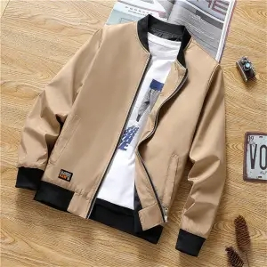 Áo Khoác Bóng Chày Mỏng Phối Khóa Kéo Thời Trang Cao Cấp Dành Cho Nam Trung Niên