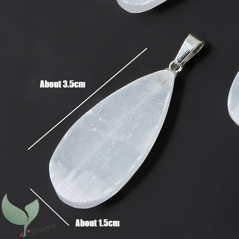 1 Mặt Dây Chuyền Pha Lê Selenite Tự Nhiên Làm Sạch Từ Negativity Giảm Căng Thẳng Và Lo Lắng - Đi Kèm Dây