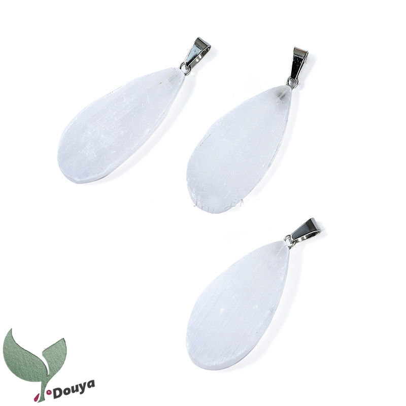 1 Mặt Dây Chuyền Pha Lê Selenite Tự Nhiên Làm Sạch Từ Negativity Giảm Căng Thẳng Và Lo Lắng - Đi Kèm Dây